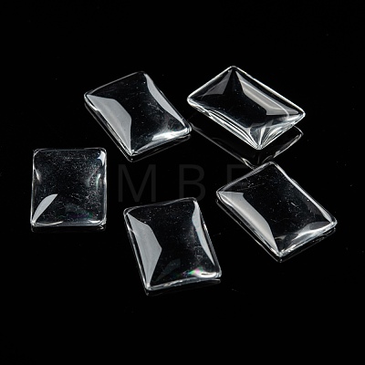 Transparent Rectangle Glass Cabochons GGLA-R025-25x18-1