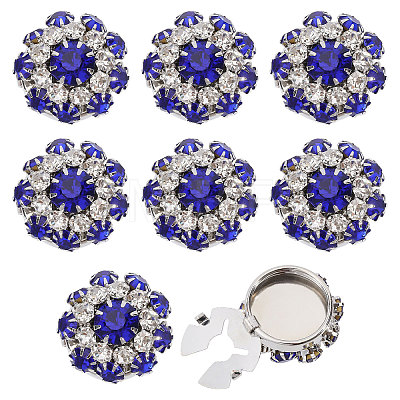 8Pcs Brass Rhinestone Cufflinks BUTT-GL0001-07A-1