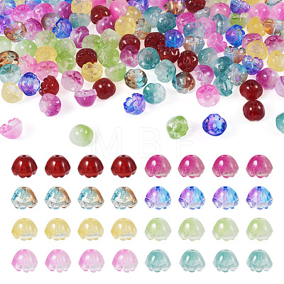 128Pcs 8 Colors Transparent Spray Painted Glass Beads GLAA-TA0001-26-1