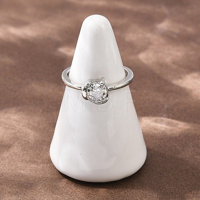 Brass Micro Pave Cubic Zirconia Finger Rings for Women RJEW-B153-02P-1