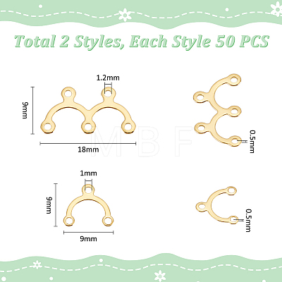 100Pcs 2 Styles 201 Stainless Steel Rainbow Chandelier Component Links STAS-UN0061-31-1