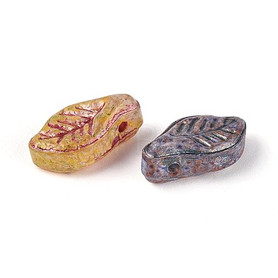 Picasso Baking Paint and Golden Metal Enlaced Glass Beads DGLA-T004-49M-1