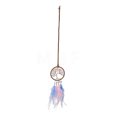 Iron Woven Web/Net with Feather Pendant Decorations AJEW-B017-20-1
