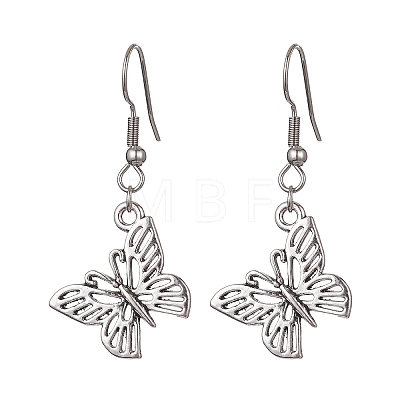 Alloy Butterfly Dangle Earrings with 304 Stainless Steel Pins for Women EJEW-JE05511-1