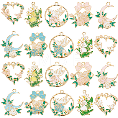 20Pcs 10 Styles Alloy Enamel Pendants FIND-SC0012-31-1