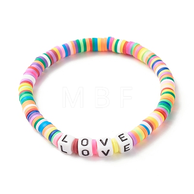 Love Word Acrylic Beads Stretch Bracelet BJEW-JB07328-1