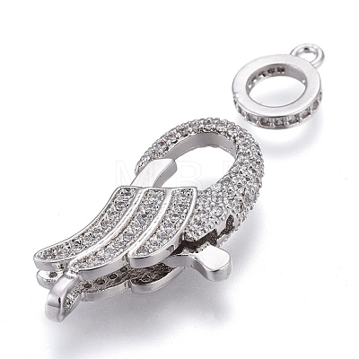 Brass Micro Pave Cubic Zirconia Lobster Claw Clasp ZIRC-M108-01A-P-1