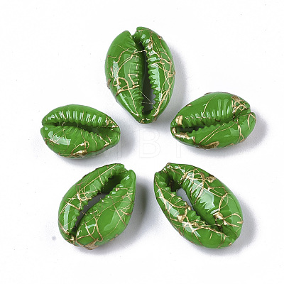 Spray Painted Natural Cowrie Shell Beads X-SSHEL-R047-03-A03-1