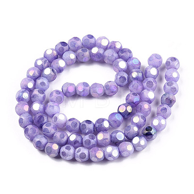 Opaque Frosted Glass Beads Strands EGLA-N006-076D-1
