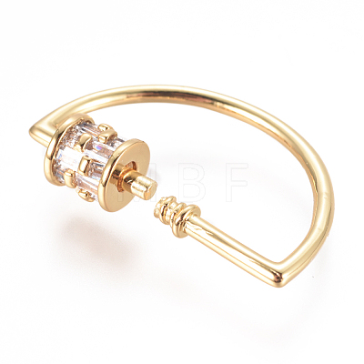 Brass Micro Pave Cubic Zirconia Screw Carabiner Lock Charms ZIRC-F105-23G-1