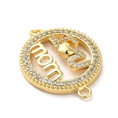 Brass Micro Pave Clear Cubic Zirconia Mama Connector Charms FIND-Z041-12B-1