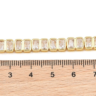 6MM Brass Pave Clear Cubic Zirconia Rectangle Tennis Necklaces KK-CBA4547-12G-1