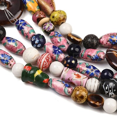 Mixed Style Handmade Porcelain Beads Strands PORC-P038-02M-1
