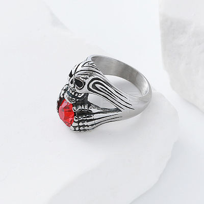 Halloween 304 Stainless Steel Rhinestone Finger Rings GJ8747-5-1
