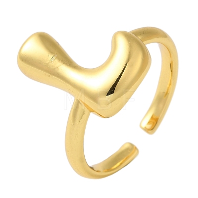 Initials Brass Open Cuff Ring for Women RJEW-N046-02L-G-1