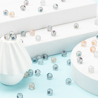 50Pcs 5 Colors Autumn Theme Electroplate Transparent Glass Beads EGLA-FS0001-04-1