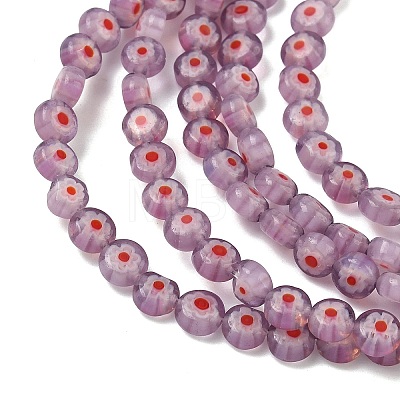 Handmade Millefiori Glass Flat Round Bead Strands LK-P010-A-01-1