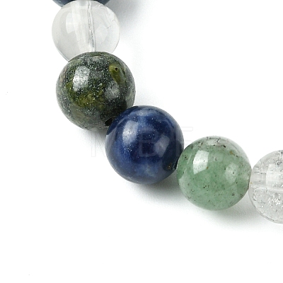 Natural Quartz Crystal &  Moss Agate & Dragon Blood Jasper & Sodalite Round Beaded Stretch Bracelets BJEW-JB10910-12-1