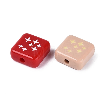 Opaque Enamel Acrylic Beads OACR-Q199-03-1