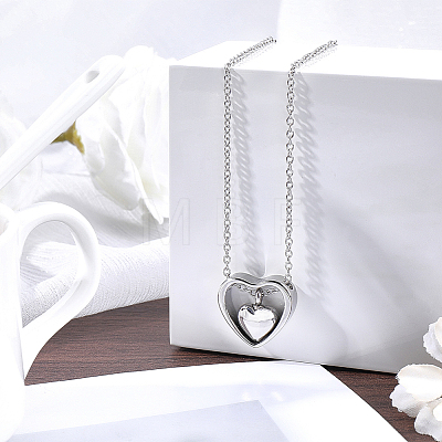 1Pc 304 Stainless Steel Heart Pendant Urn Ashes Necklaces NJEW-CN0001-19P-1