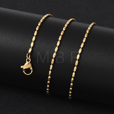 Ion Plating(IP) 304 Stainless Steel Oval Ball Chain Necklace for Men Women NJEW-M200-09G-1