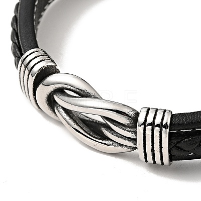 304 Stainless Steel Knot Link Bracelet with Magnetic Clasp BJEW-C021-26P-1