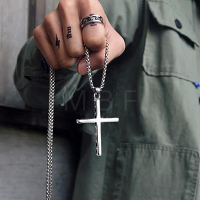 Tibetan Style Alloy Cross Pendant Necklaces PW23033086675-1