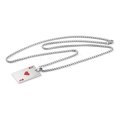 Poker 201 Stainless Steel Pendant Necklaces NJEW-F320-03P-01-1