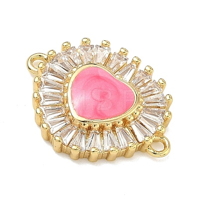 Brass Pave Clear Cubic Zirconia Connector Charms KK-A293-12G-01-1