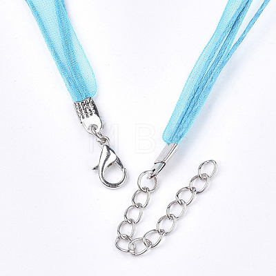 Waxed Cord and Organza Ribbon Necklace Making X-NCOR-T002-274-1