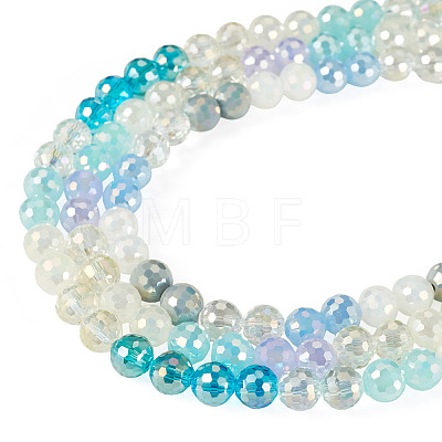 3Strands Electroplate Glass Beads Strands EGLA-TA0013-55-1