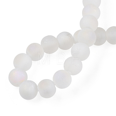 Transparent Frosted Glass Bead Strands GLAA-T032-T8mm-MB13-1