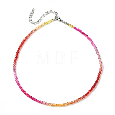 Faceted Rondelle Glass Beaded Necklace for Women NJEW-M208-01M-1