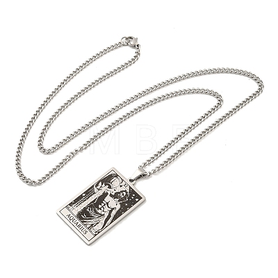 Non-Tarnish 304 Stainless Steel Tarot Pendant Necklaces NJEW-A026-01P-11-1