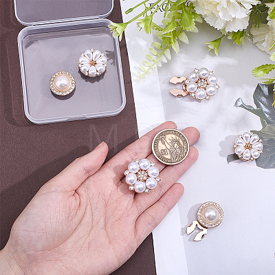 6Pcs 3 Styles Flat Round & Flower Alloy Resin Cufflinks FIND-ME0004-45-1