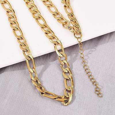 6MM 304 Stainless Steel Figaro Chain Necklaces for Women NJEW-G177-02G-1