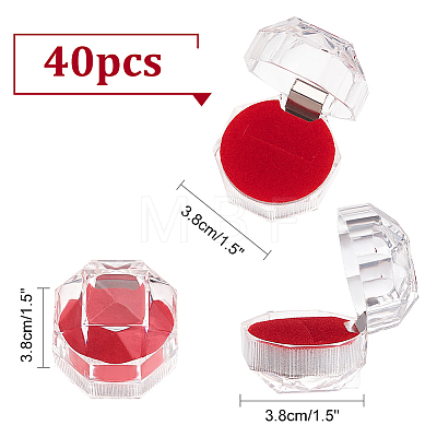 40Pcs Octagon Transparent Plastic Ring Boxes CON-CA0001-020-1