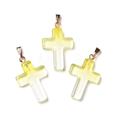 Two Tone Transparent Glass Pendants GLAA-A004-02G-1
