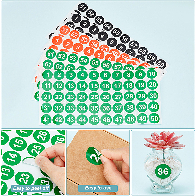 AHADERMAKER 24 Sheets 6 Styles Polka Dot Paper Number Labels Stickers DIY-GA0003-66-1