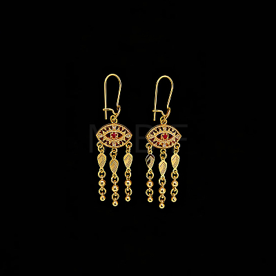 Ethnic Style Brass Micro Pave Cubic Zirconia Tassel Chandelier Earrings for Women DU1542-1