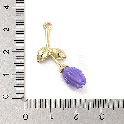 Alloy Resin Flower Pendants PALLOY-U003-06G-01-1