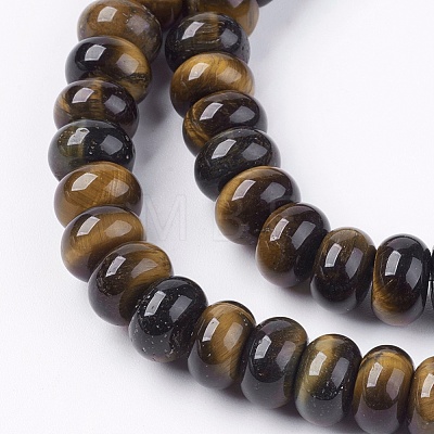 Natural Gemstone Tiger Eye Stone Rondelle Beads Strands X-G-S105-8mm-20-1