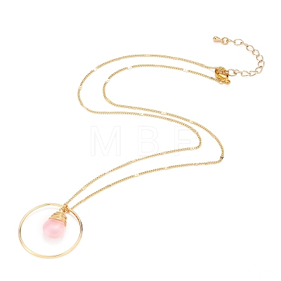 Teardrop Glass Beads Pendant Necklaces NJEW-JN03205-01-1
