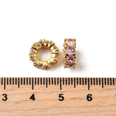 Brass with Cubic Zirconia European Beads ZIRC-L041-18G-1