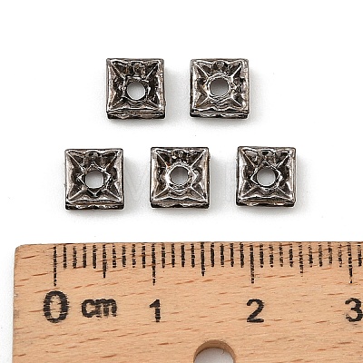 Brass Rhinestone Spacer Beads RB-A013-6x6-01B-1