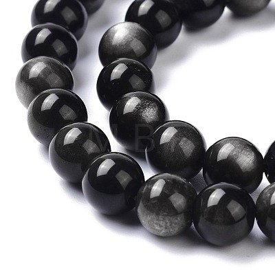 Natural Silver Obsidian Beads Strands G-D083-01B-1