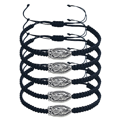 5Pcs Adjustable Braided Nylon Cord Bracelets UC0201-4-1