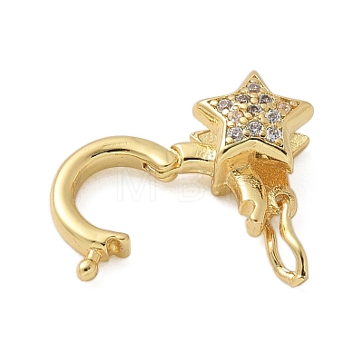 Brass Micro Pave Clear Cubic Zirconia Twister Clasps KK-P293-02C-G-1