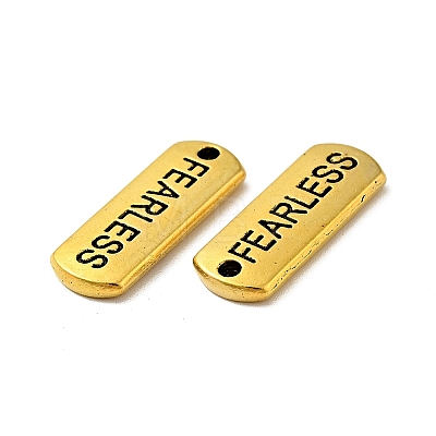 Tibetan Style Alloy Rectangle with Word Fearless Pendants LS-TIBEP-Q043-064AG-RS-1