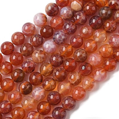 Natural Fire Crackle Agate Beads Strands G-G212-8mm-10-1